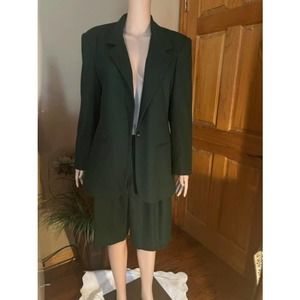 KC Whitney Women's Career Fully Lined Wool Green Shorts Suit Set